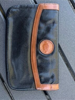Vintage Neiman Marcus Black and Brown Pigskin Leather Pouch.